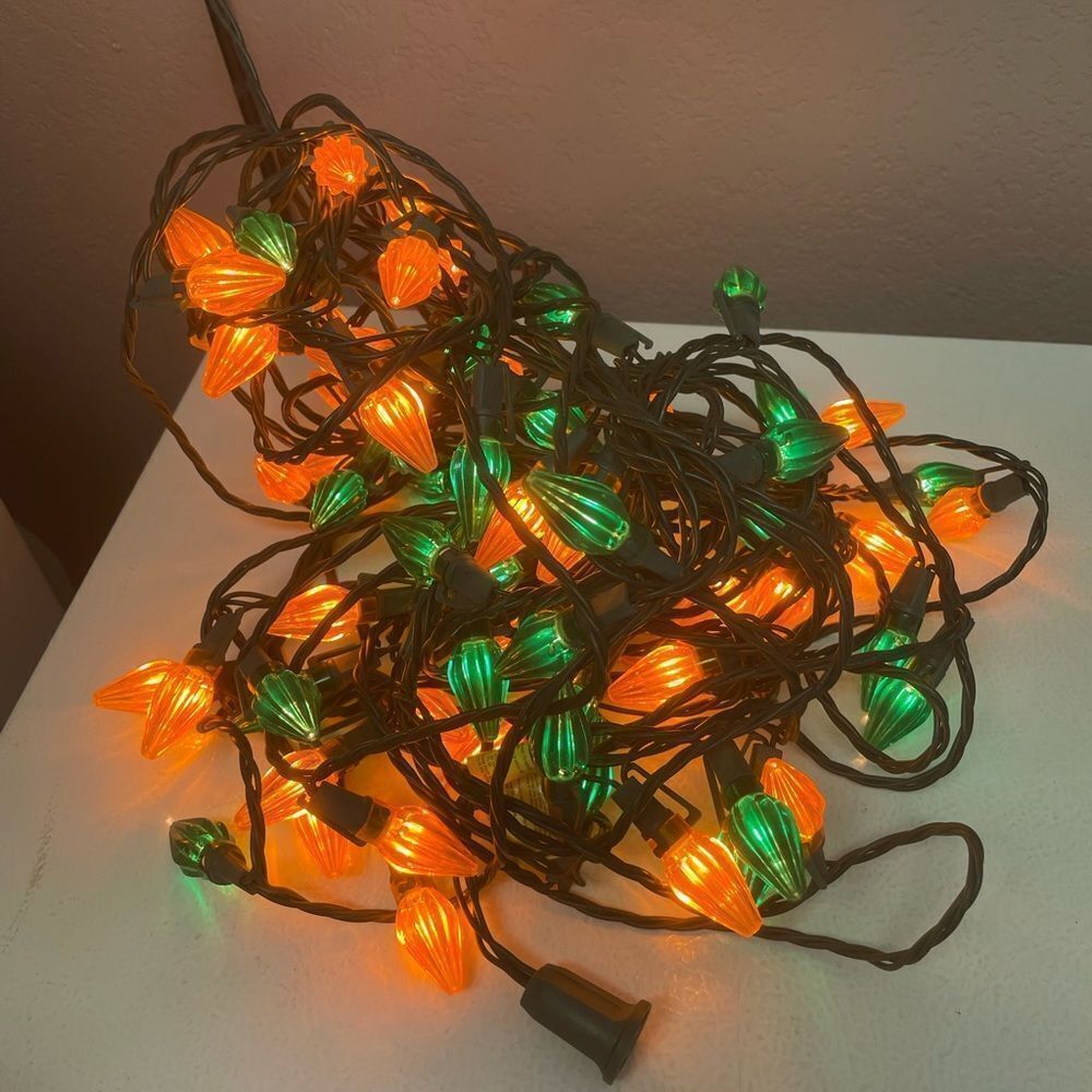 Vintage Orange Green Christmas Halloween String Lights